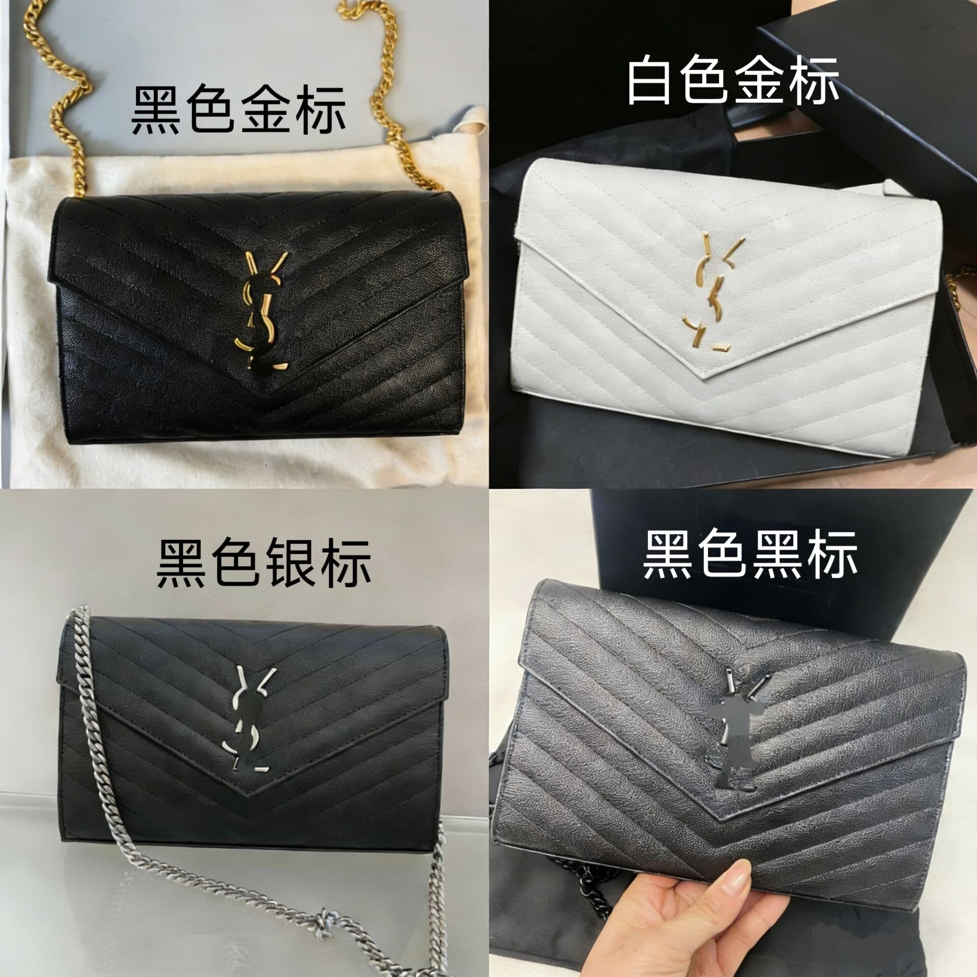 2026 Fashion Cross-border Chain Shoulder Crossbody Envelope Bag Genuine Leather Caviar Clutch Flap Shoulder Bag for Women