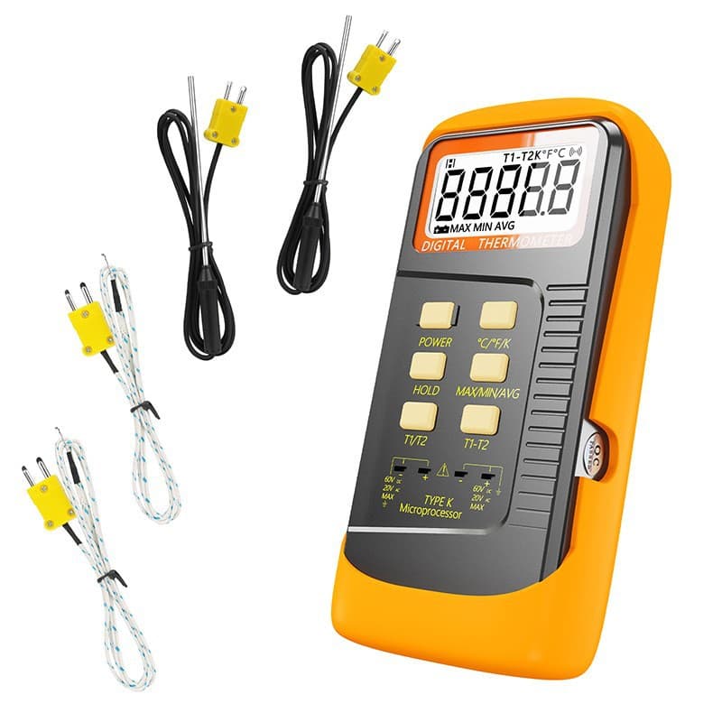 Dual Metal K-Type Thermocouple Temperature Meter Probe Thermometer Dual K-Line Contact Temperature Measuring Instrument