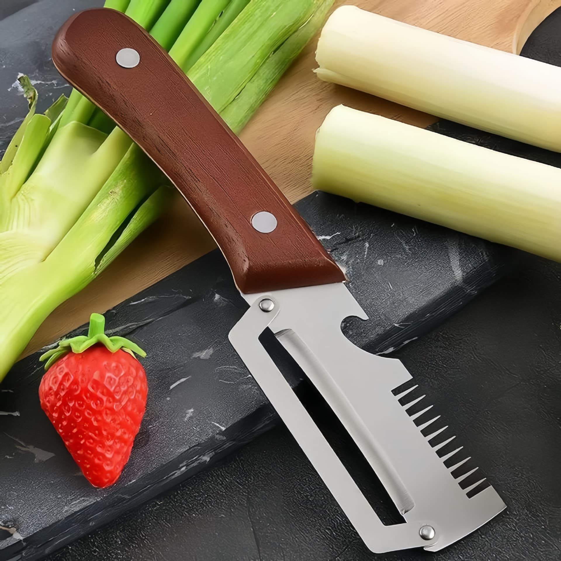 Multifunctional peeling onion knife, kitchen potato peeling knife, household onion peeling knife, fruit and vegetable peeling asparagus three-in-one