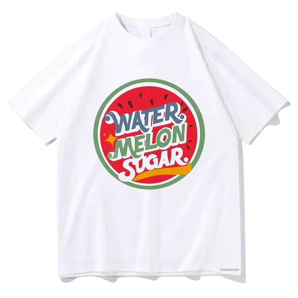 Retro Glitter Watermelon Graphic T-Shirt Women Fun Streetwear Korean Style Aesthetic Y2K Clothing