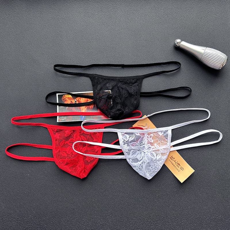 Men's Lace Transparent Butt-Lift Thong G-String Sexy Breathable Underwear 8882