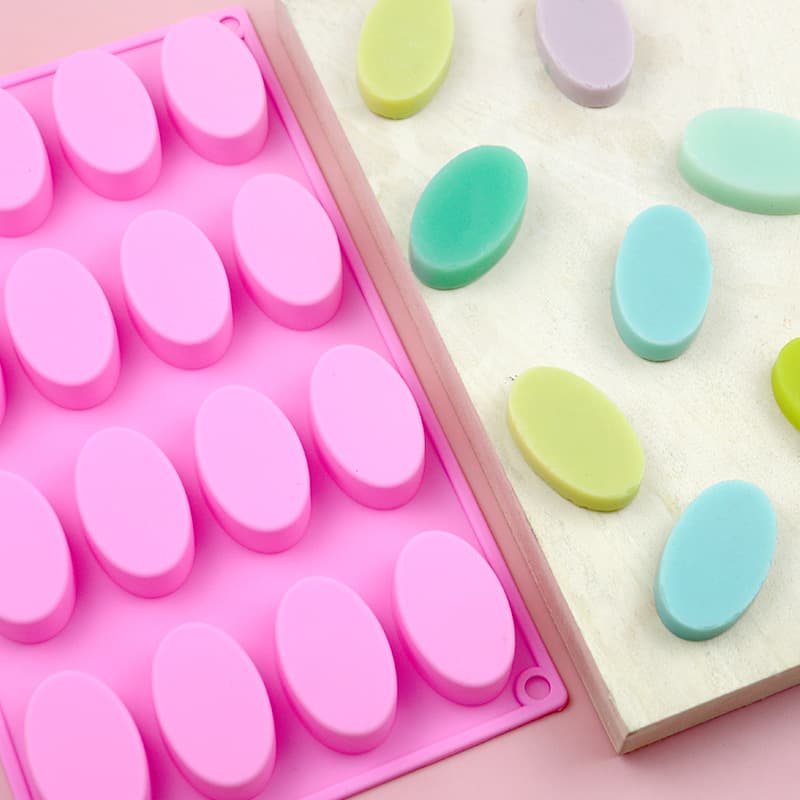 Xunwei In Stock 16-Cavity Oval Soap Mold Silicone Cake Mold DIY Handmade Soap Mold Chocolate Mold