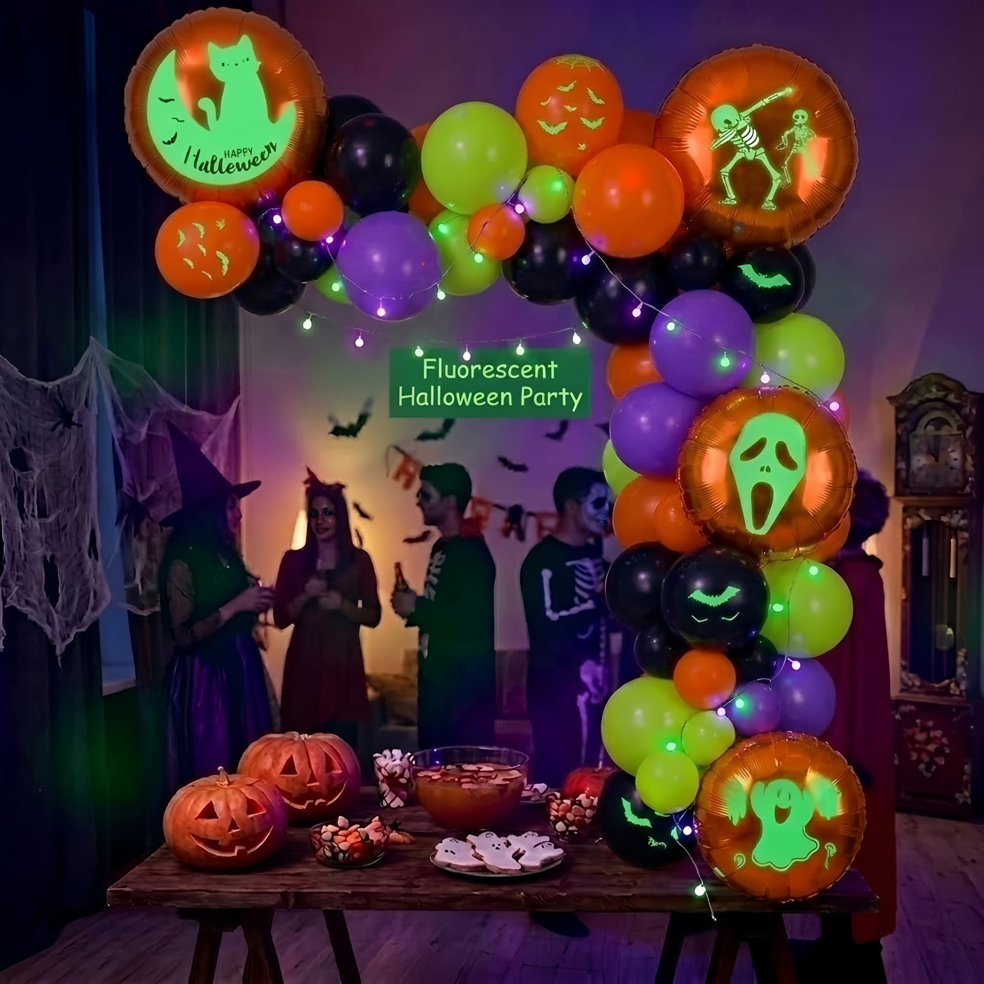 Atmosphere decoration Halloween balloon set Cross-border decoration Halloween decoration balloon chain arch shape wholesale
