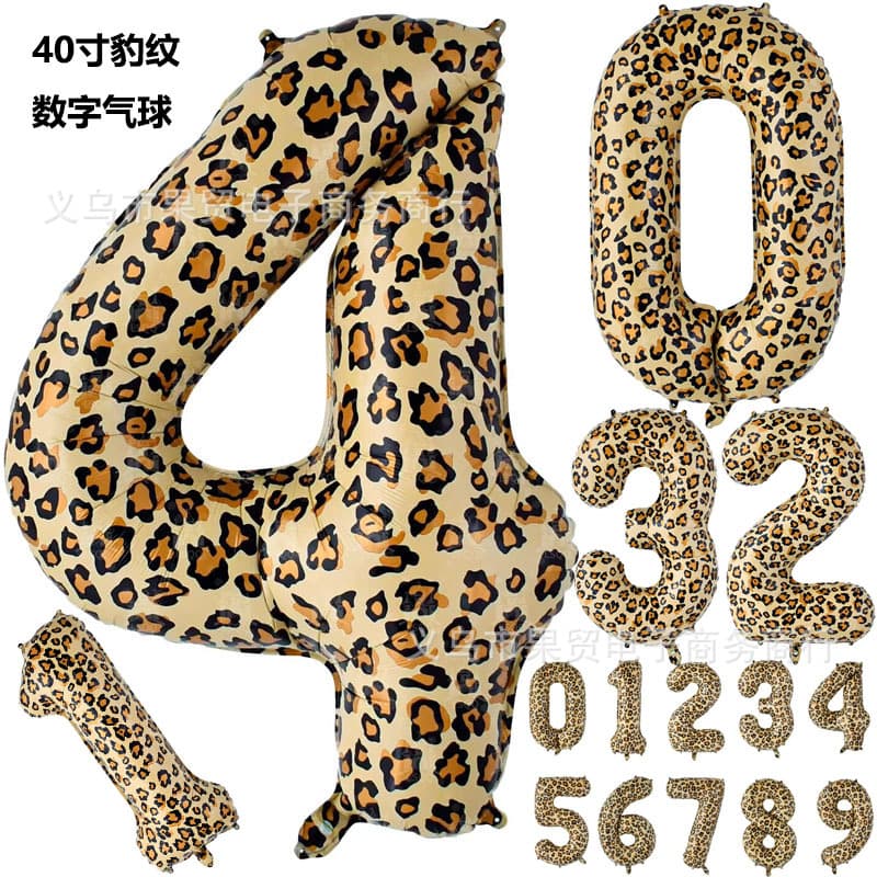 Cross-Border New Model 40inch Leopard Print Digital Aluminum Foil Balloons Adult Party Bar Decoration American Version Leopard Print Balloons
