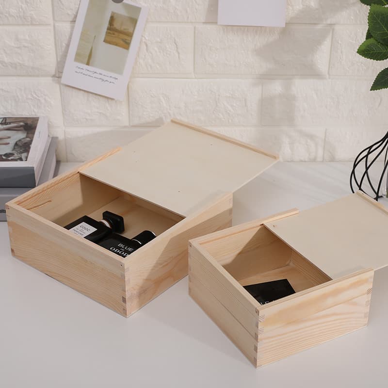 Slide Lid Pine Wood Box, Wooden Gift Box for Best Man and Bridesmaid, Wooden Favor Box in Stock