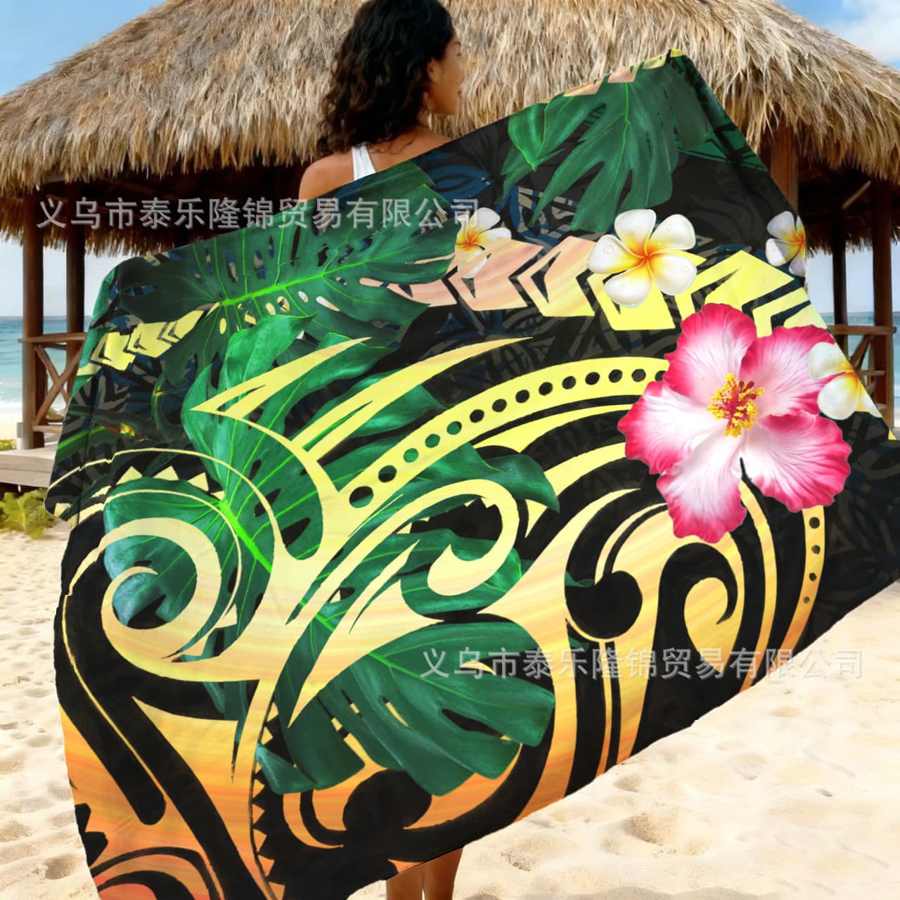 Rayon Island Totem South Pacific Islands Style Pattern Print Sarong Fiji Sulu Beachwear