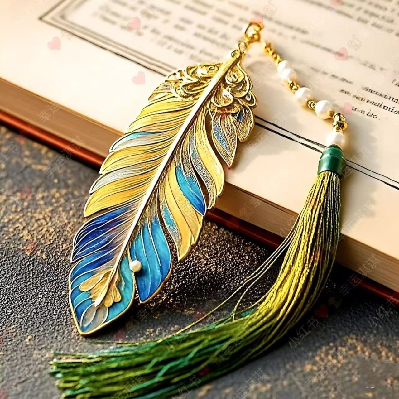 New Chinese Style Cloisonné Enamel Drop-Glaze Colored Bookmark, New National Trend Niche Design, Premium Feel, Portable Chinese Style Pendant