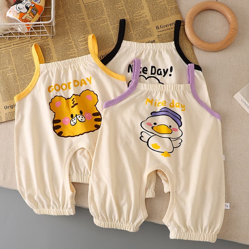 2024 Baby Romper Summer New Korean Style Thin Baby Boy Open Crotch Newborn Children's Bodysuit