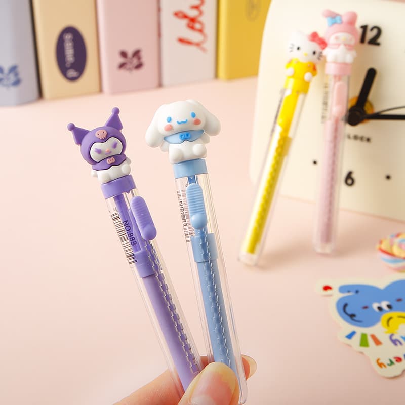 Sanrio Retractable Eraser, Cute Refillable Eraser, Creative Student Stationery, Portable Push-Pull Eraser