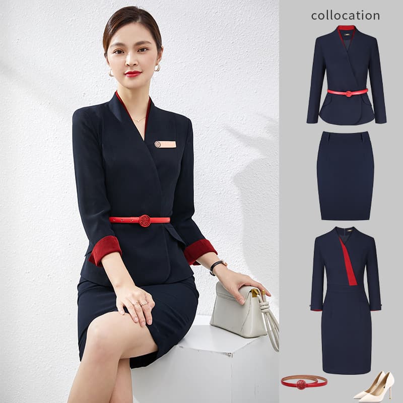 Stewardess dress professional suit China Southern Airlines uniform slim temperament hotel front desk beauty salon work clothes for women
