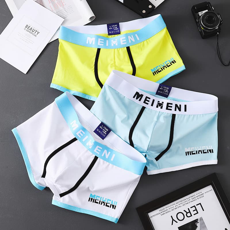 Drop Shipping Men's Boxer Briefs Cotton Flat Shorts Breathable Trendy Youth Underwear for Students