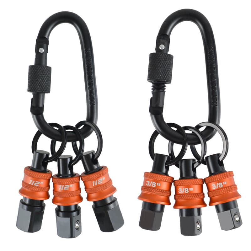 3PC Keychain Post Sleeve Storage Post 1/2” 3/8” Aluminum Alloy Sleeve Post Carabiner Set