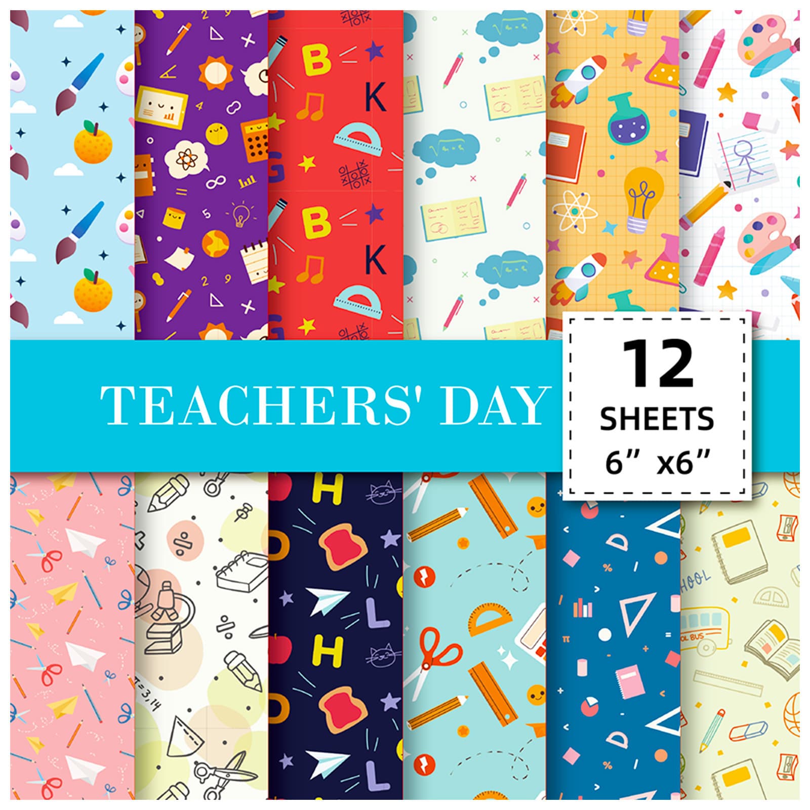 12 Sheets/Pack Teacher's Day Paper Cutout Material Gift Outer Packaging Base Cross-Border Scrapbook Card Personalized Journal