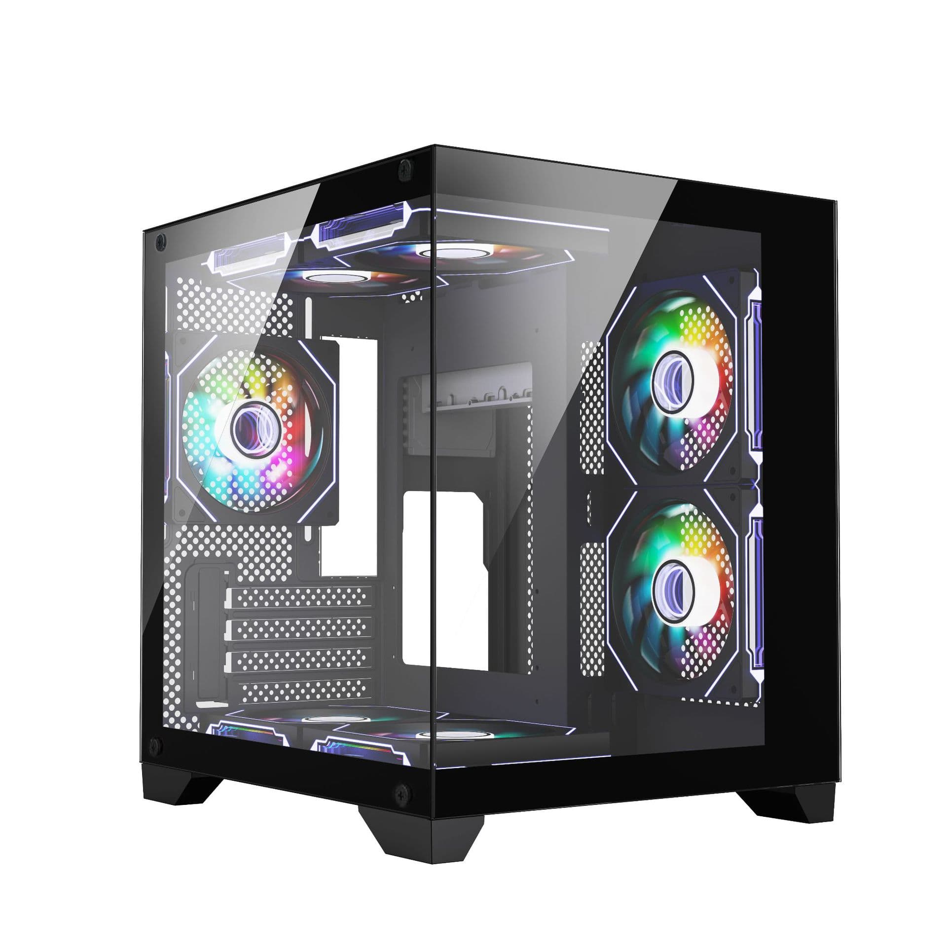 Taike Zhongdian T4 Gaming 240mm Liquid Cooling Desktop PC Case MATX Frameless Panoramic View Case