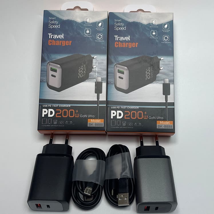 Suitable for Xiaomi QC20W European standard charger fast charging black silver fast charger European standard USB to TPCD set charge