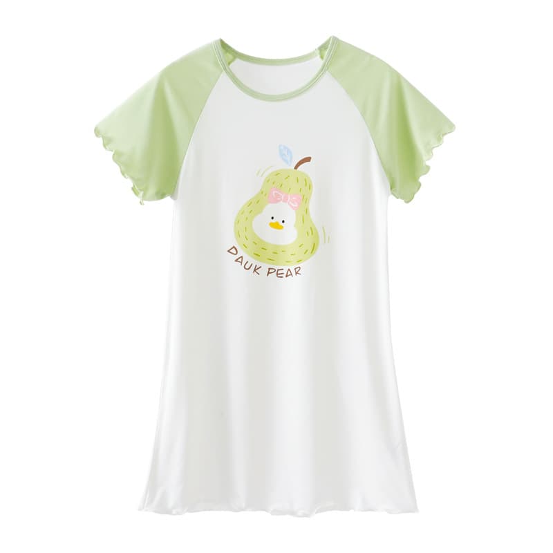 Strictly Selected Girls' Nightgown 60s Modal Summer Short-Sleeve Homewear for Older Girls Princess Style Kids Pajamas