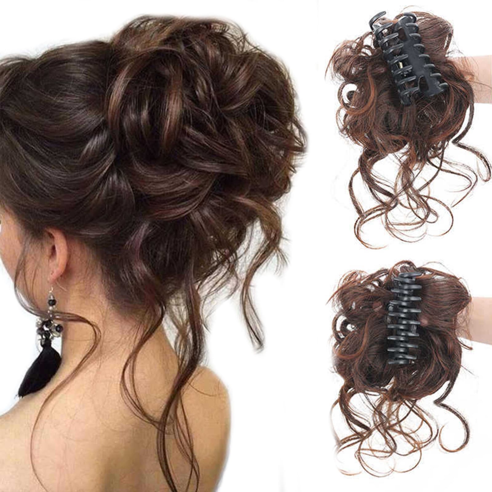 Idle Style Hair Clip Snood Ball Head Women's Natural Fluffy Long Hair Cover Wig Cap Ponytail Wig Ring Hairpin