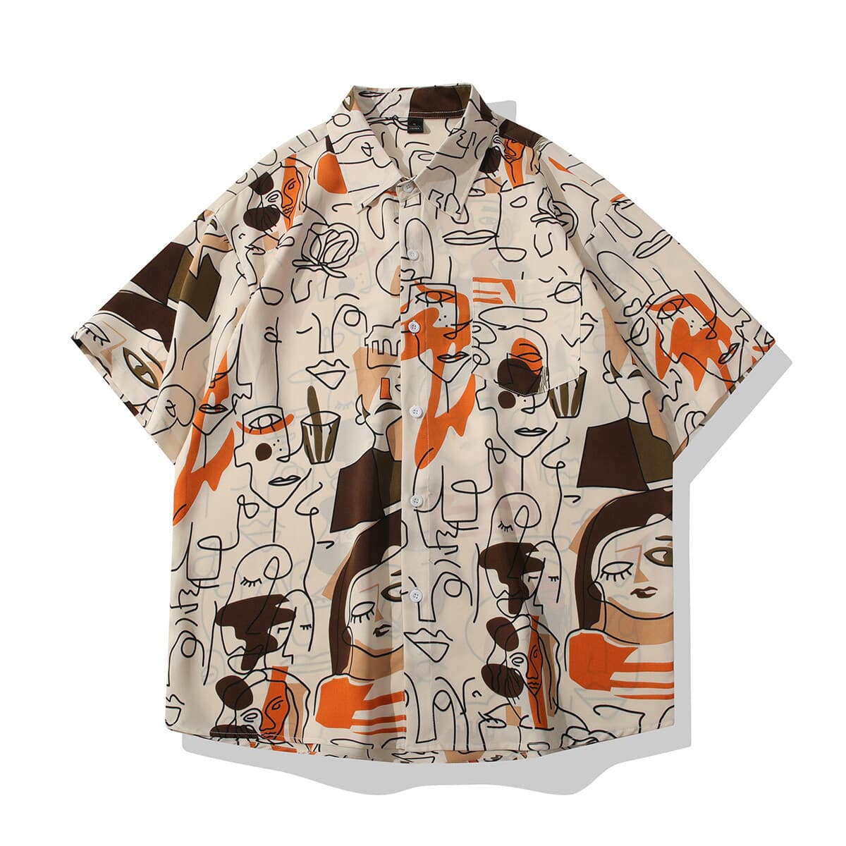 2025 New Men's Short-Sleeve Printed Shirt Thin Ice Silk Cool Touch Fashionable Graffiti Trendy Cool Shirt for Men