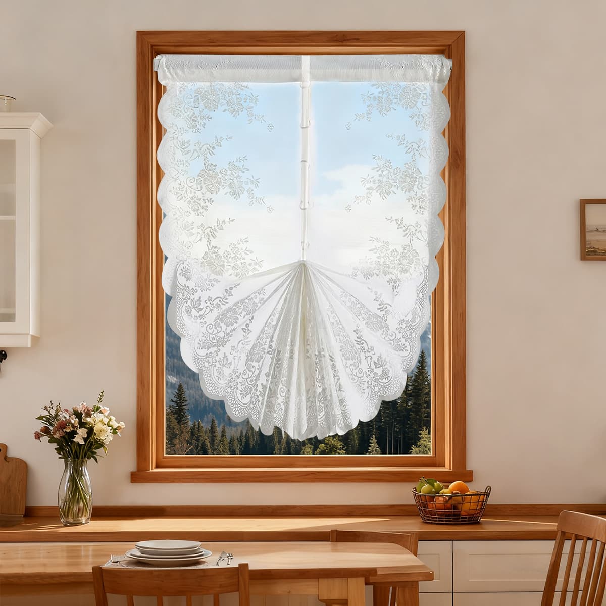 Amazon Double Row Floral Pull Curtain Window Sheer Rod Pocket Lace Curtain Living Room Kitchen Blackout Curtain TEMU Drop Shipping