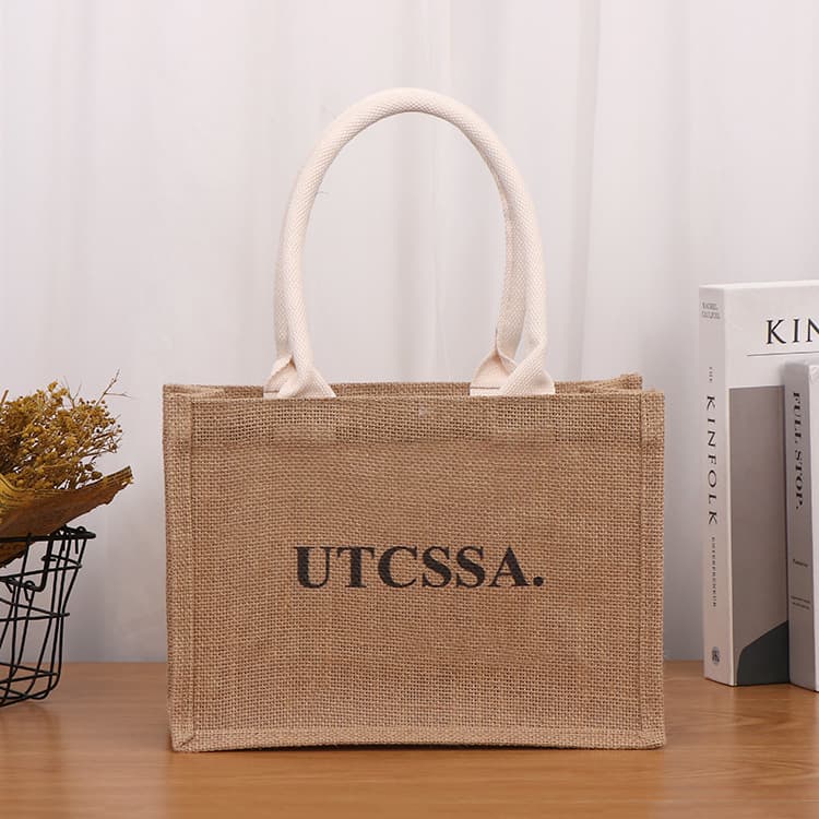 Creative advertising burlap tote bags, personalized coarse and fine linen bags, fashionable shopping gift jute bags with printed logos