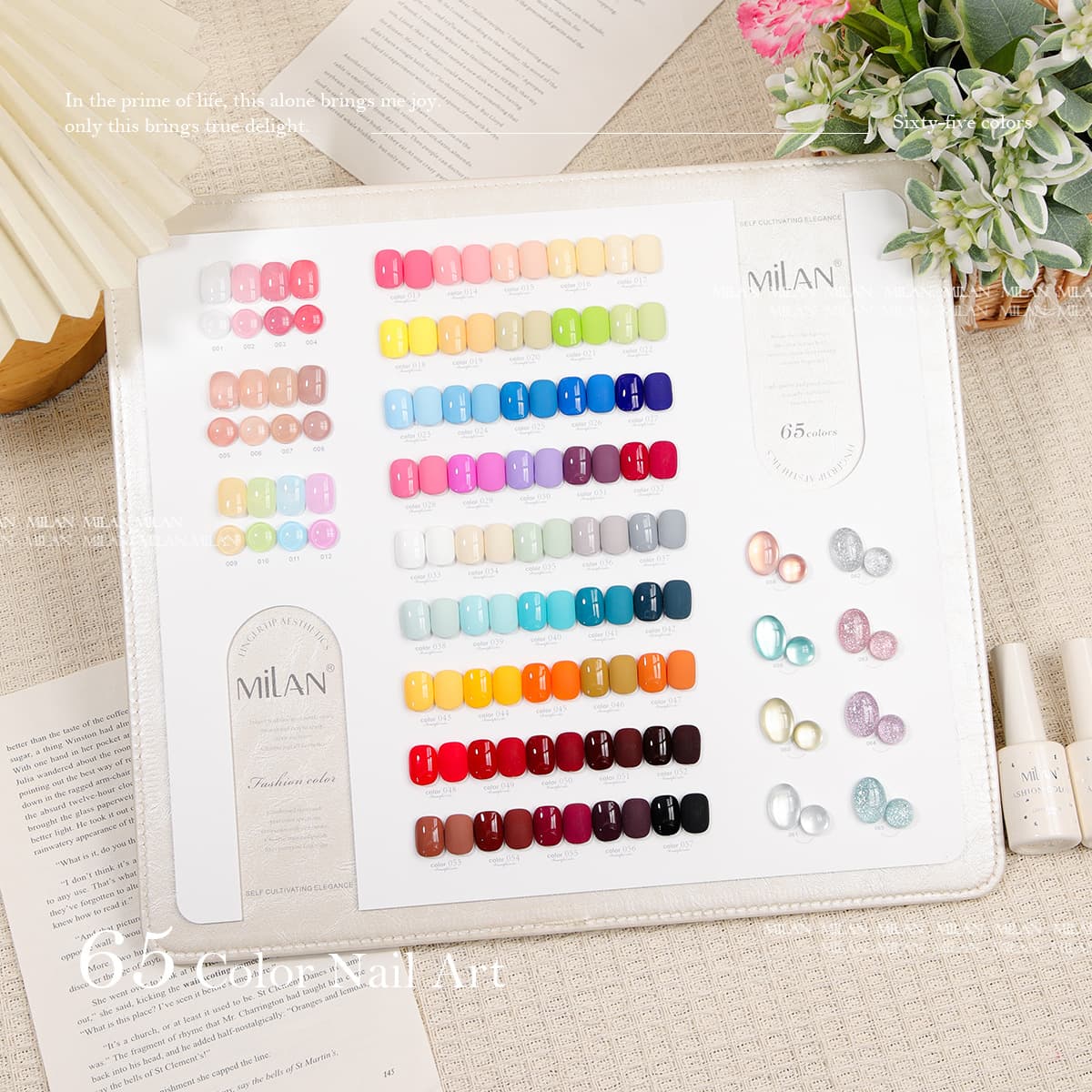 Milan's new 65-color small set of nail polish cat's eye solid color broken diamond glue popular white nail salon exclusive