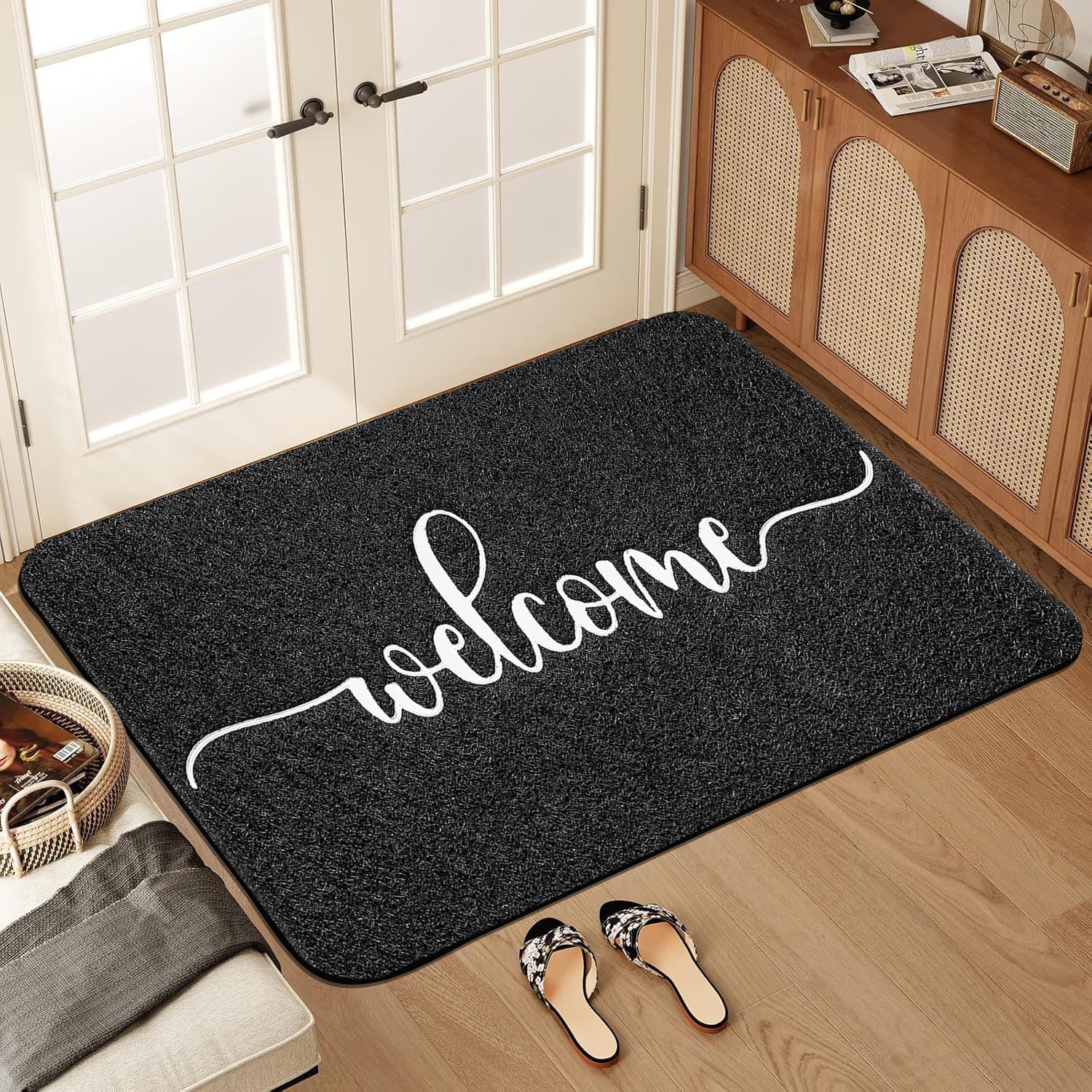 TEMU American-style Crystal Velvet Floor Mat for Bedroom, Skin-Friendly, Stain-Resistant Foot Mat, Durable Entryway Doormat, Easy to Clean