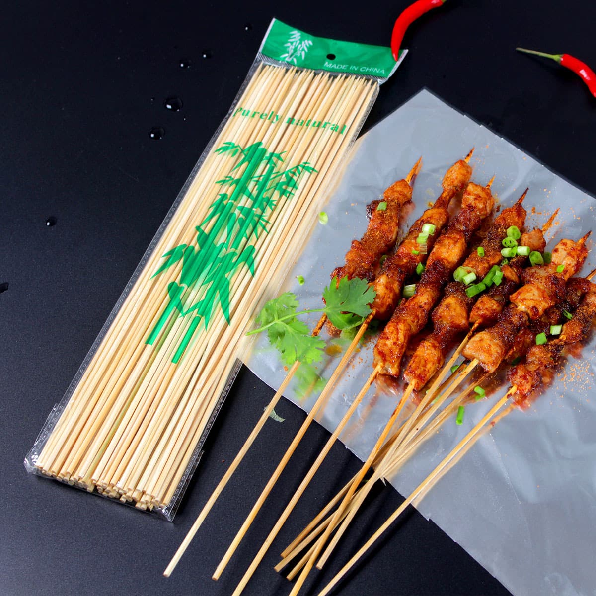 Premium Bamboo Skewers Disposable 90 Pieces for Hot Pot Sugar Coated Fruit Sticks Barbecue Skewers Household Use Bamboo Stick