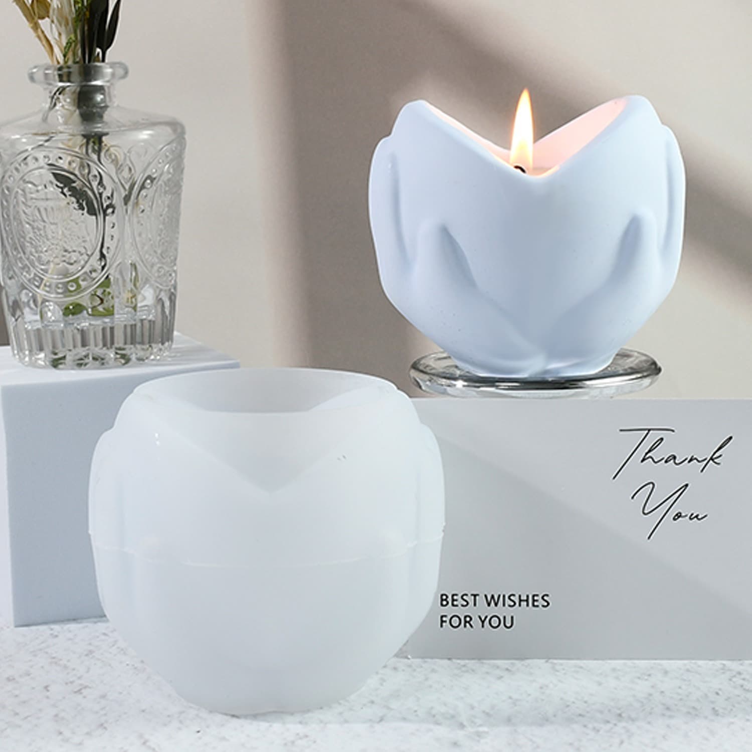 DIY Hand-Held Heart Candle Holder Mold Scented Candle Ornament Silicone Mold Cross-Border Hot Sale