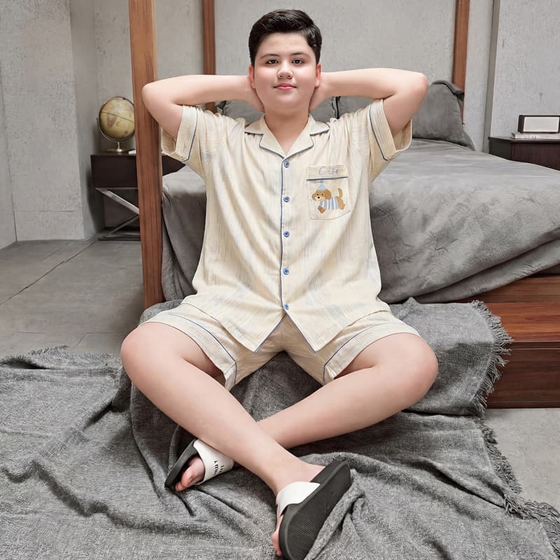 Big Boy Summer Pajamas Thin Cotton Loose Fit for Overweight Boys Children's Homewear Plus Size