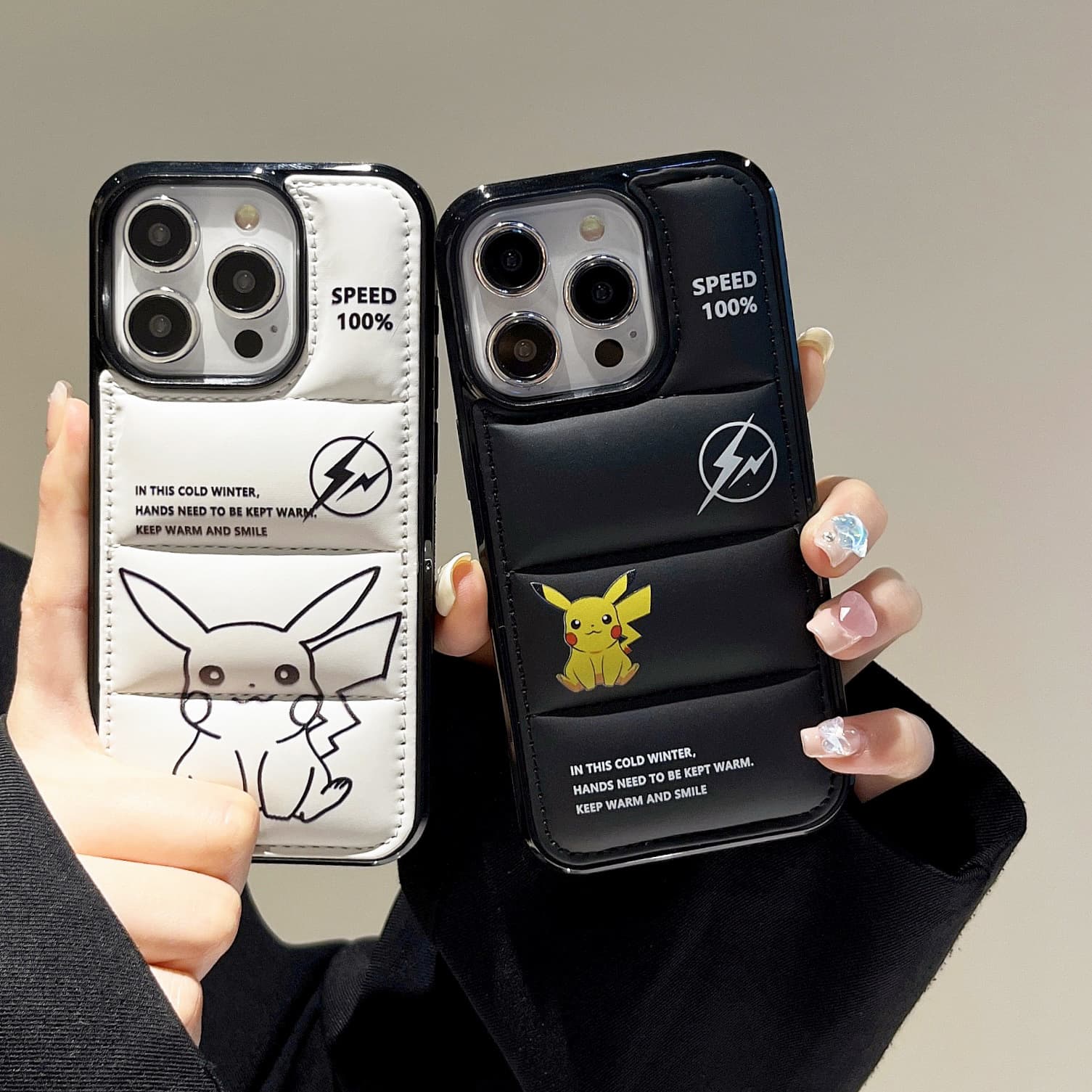Lightning Pikachu iPhone 17 Pro Case Compatible with Apple 16 Pro Max Padded Puffer Airbag Soft