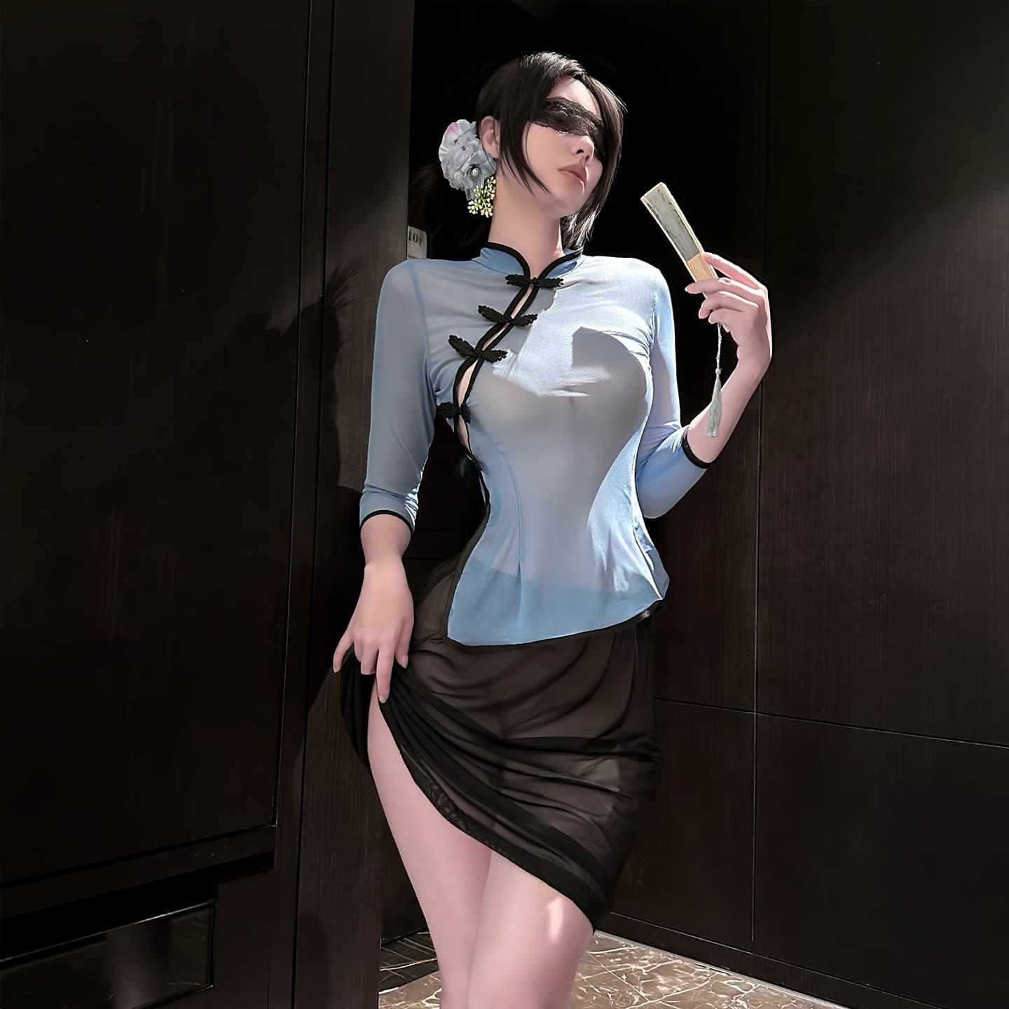 Qingshe Republic Era Women's Sexy Lingerie Cheongsam Set Pure Desire Costume