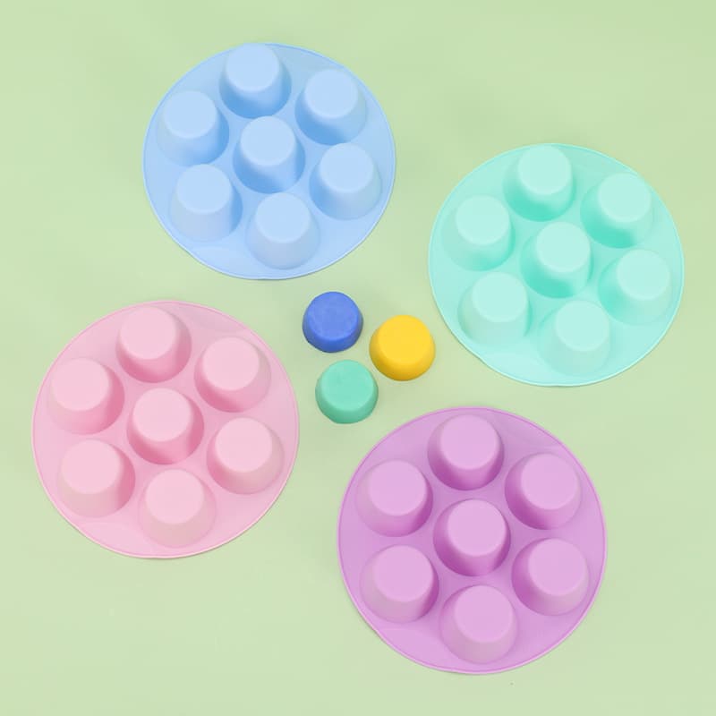 7-Cup Round Cupcake Mold Chocolate Cookie Mold Cake Mold Ice Cream Candy Silicone Mold