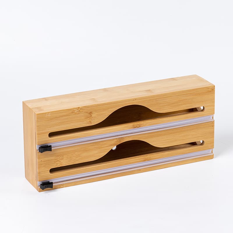 Simple Wall-Mounted Wooden Storage Box Kitchen Plastic Wrap Storage Box with Hidden Cutter