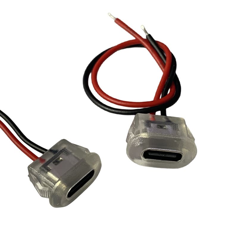 TYPE-C2P glue-filled female connector, straight-press type, oval charging port for desk lamps, USB connector for electric vehicles and cars