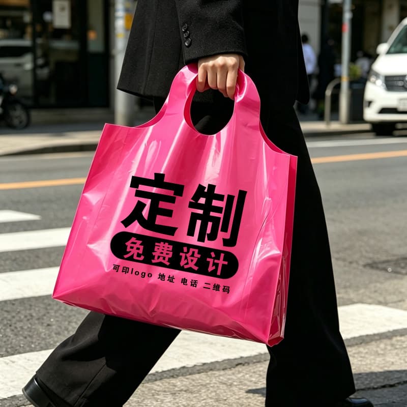 Plastic handle bag with custom logo printing, clothing handbag, underwear, apparel, gift, women's clothing, children's clothing packaging bag