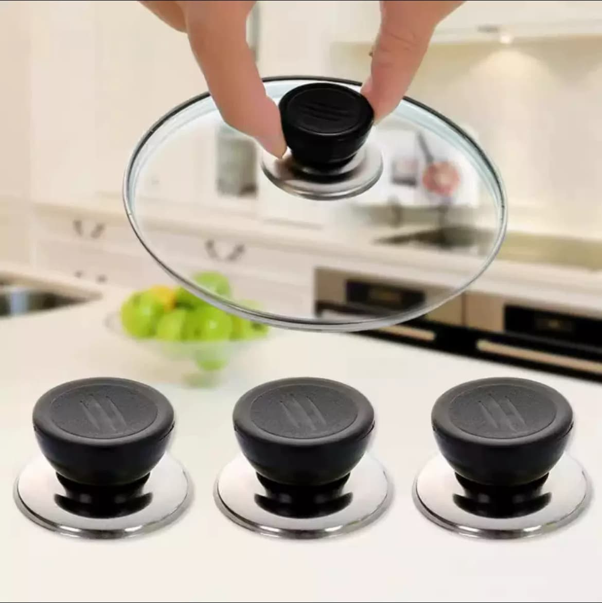 Replaceable Universal Pot Lid Handle, Heat-Resistant Glass Lid Grip, Kitchen Accessory Lid Cap and Knob