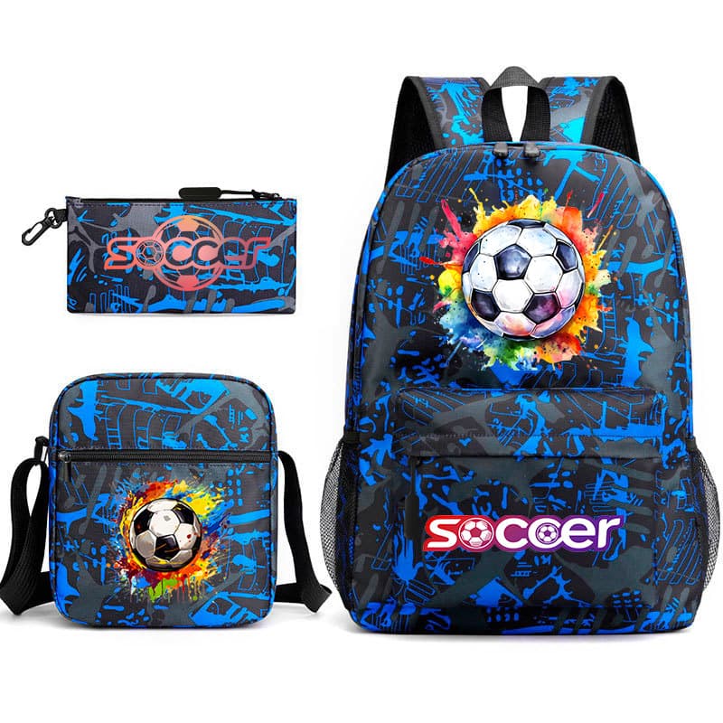 New Cross-Border 2026 USA-Canada-Mexico World Cup Football Sports Backpack Fan Backpack Messenger Bag Pencil Case 3-Piece Set