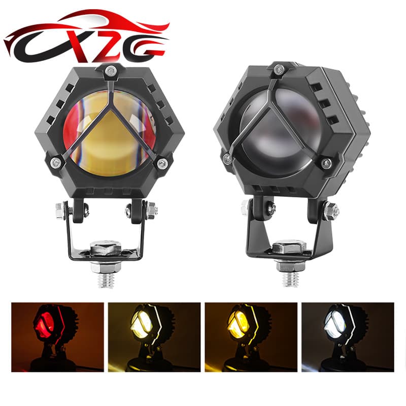 3-inch hexagonal LED work light red light devil eye motorcycle electric vehicle LED lens spotlight LED lighting