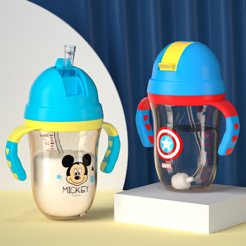Disney Children's Water Cup PPSU Material Straw Cup for Ages 1+ Baby Milk Bottle Toddler Training Cup
