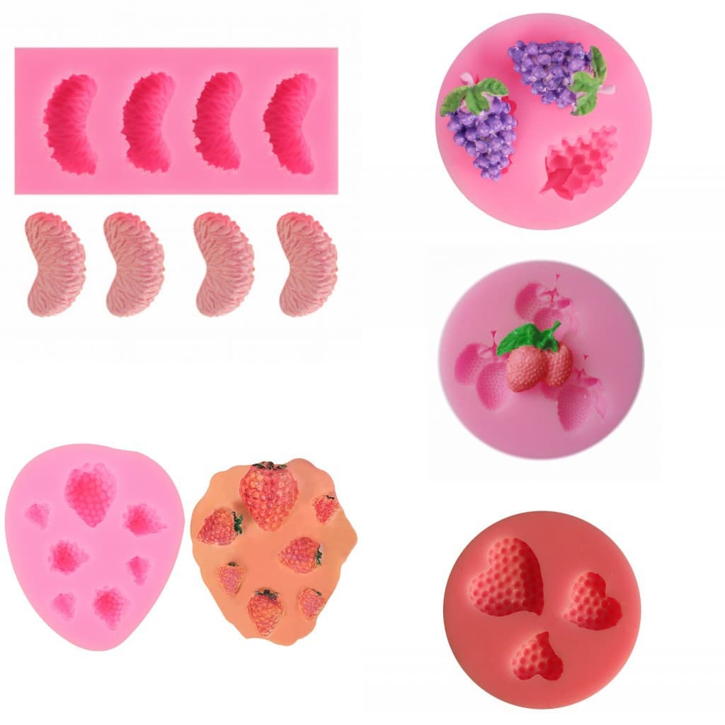 Various Fruit Fondant Silicone Cake Molds Strawberry Pineapple Lychee Orange Branch Shape Liquid Silicone Mold Creative
