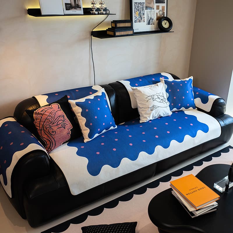 Nordic Modern Klein Blue Ice Silk Sofa Cushion Premium Summer Cool Touch Cushion Non-Slip Wear-Resistant Sofa Cover Set