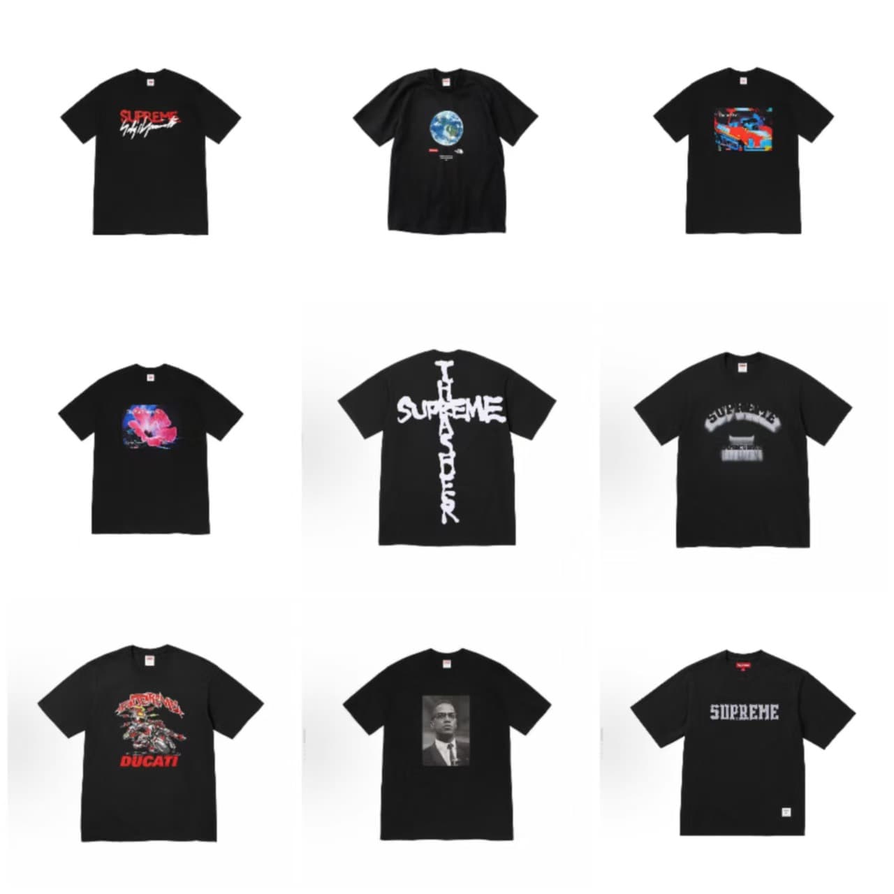 2025 Supreme All-Series Chest Logo Print Pattern Crew Neck Short Sleeve American Trend T-Shirt for Men and Women