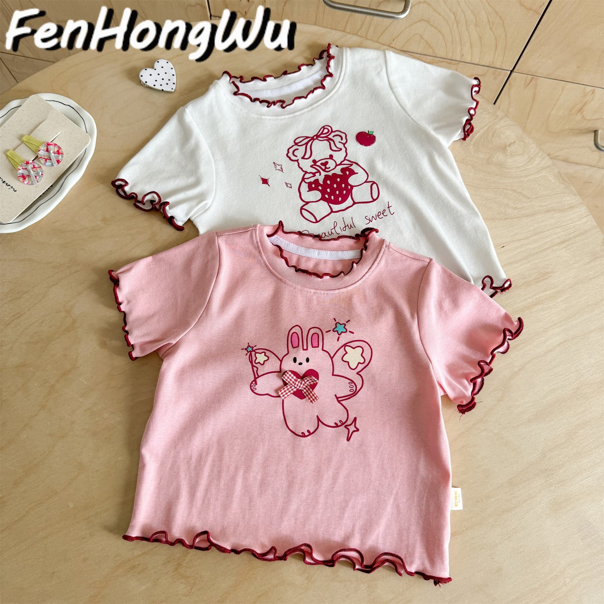 [Pink House] Short-sleeved t-shirt summer new clothes children's tops women's summer clothes girls great-looking children's clothes