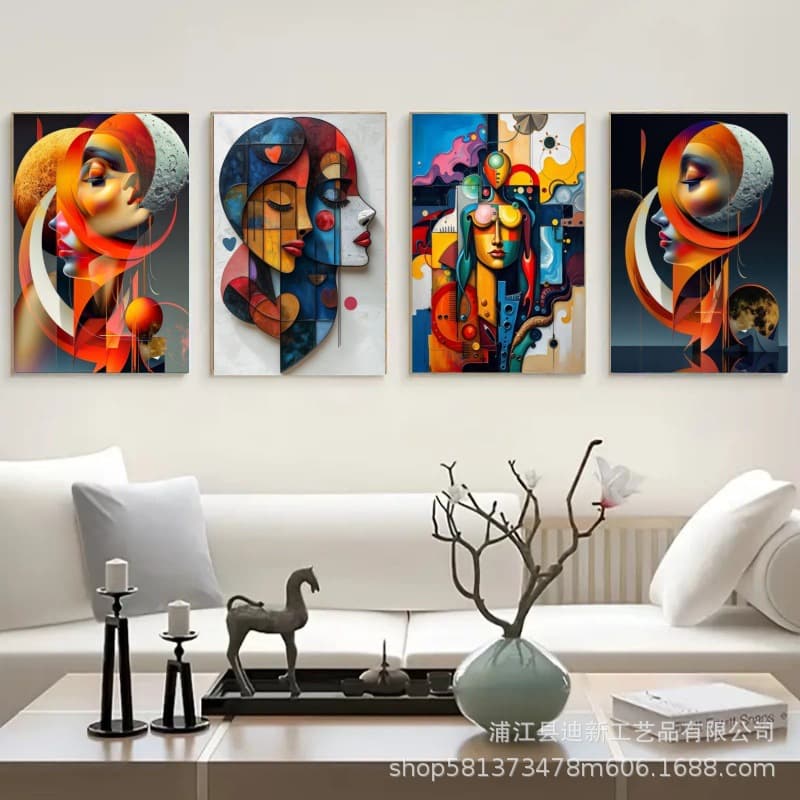Diamond Painting Kit DIY Mosaic 5D Wall Decoration Painting Picasso Style Geometric Character Design
