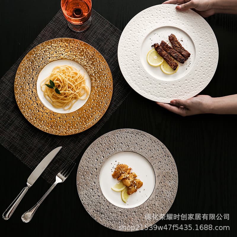 Manufacturer's creative Western food plate, hotel restaurant pasta plate, ceramic steak plate, home high-end Western food plate wholesale