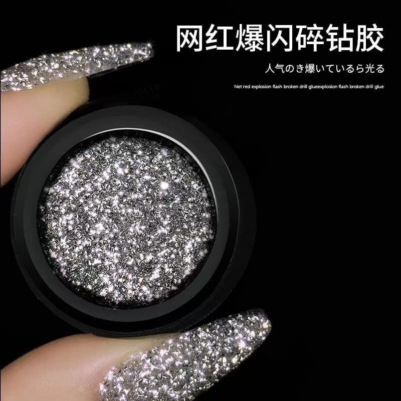 VINIMAY2021 New Sparkling Silver Swarovski Diamond Gel Manicure Salon LED Nail Polish