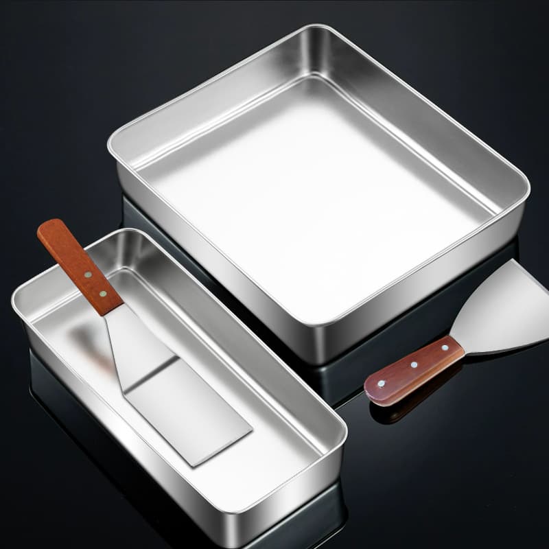 Thickened Stainless Steel Tiramisu Box Making Container, Cake Seasoning Box Mold, Jelly Powder Box Tray