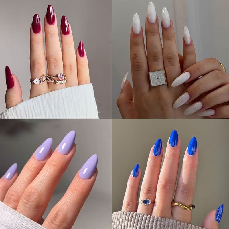 Cross-Border Hot Selling Almond Nails Simple White Gradient European and American Style Wearable Removable Fake Nails 24 Pieces Press-On Nails
