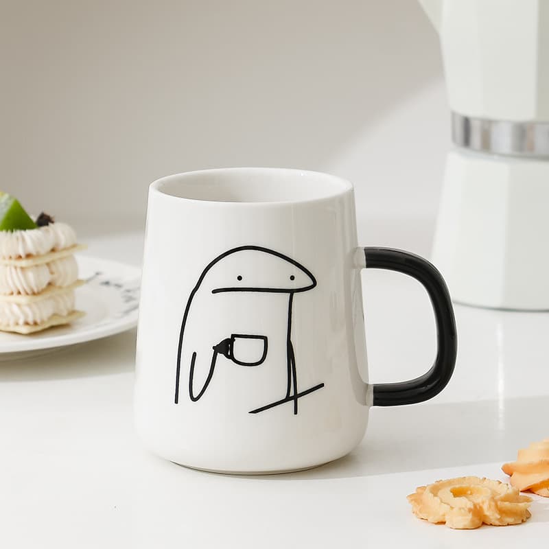 Creative Personalized Mug Ins Style Ceramic Mug with Lid and Spoon for Drinking Water, Home Breakfast Tea Cup, Birthday Gift