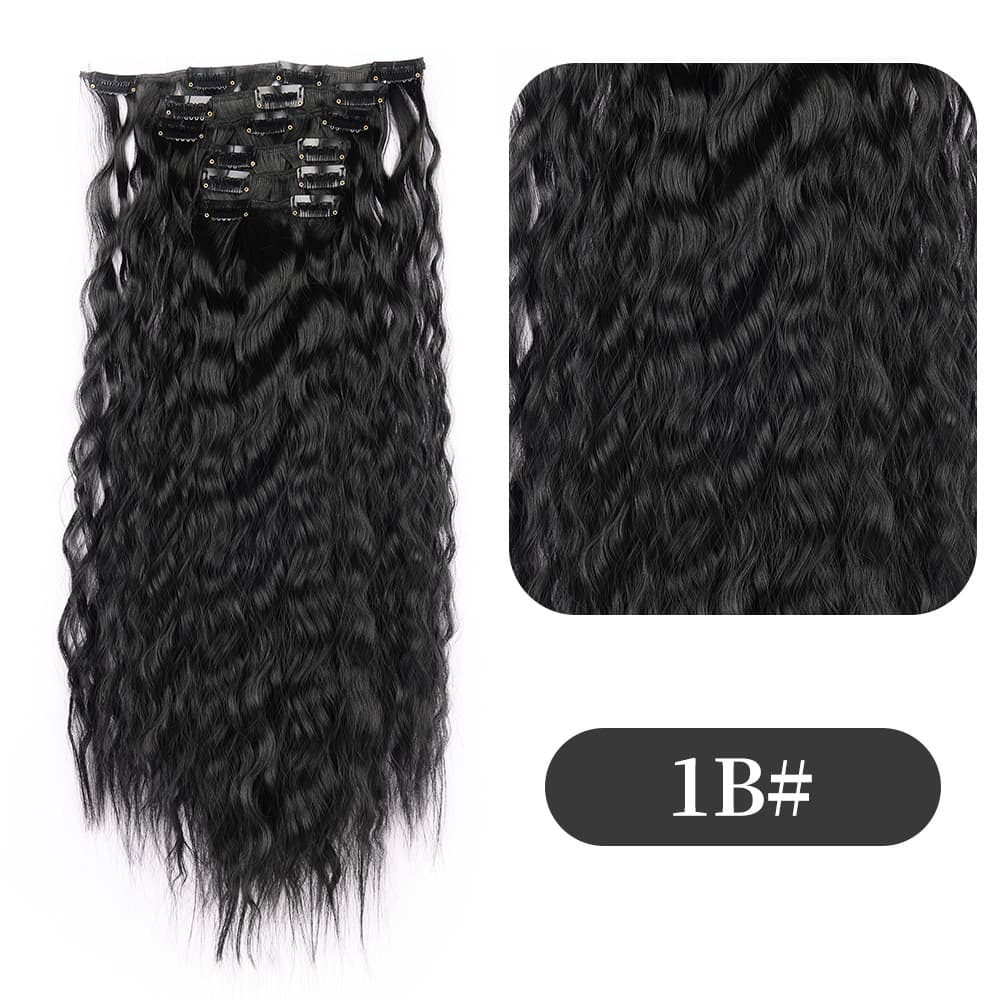 Corn Curl Hair Extension Pieces for Women, Long Synthetic Wool Curl Hair Extensions, 6-Pack Clip-In Hair Pieces